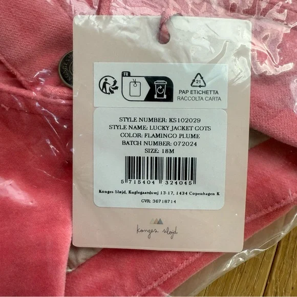 Konges Slojd NEW NWT Pink Lucky Jacket - Pink Flamingo Plume (18M) - Picture 11 of 11